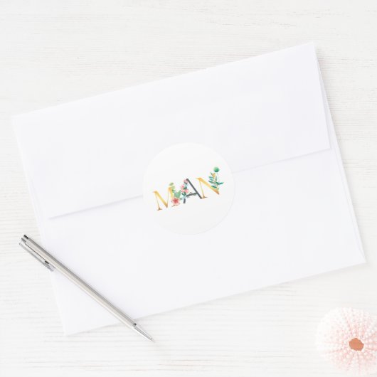 Man Ronde Sticker (Envelop)