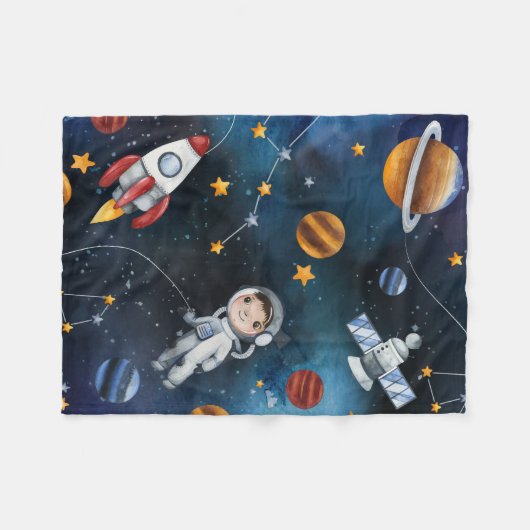 Man Ruimte en Ruimte Fleece Deken (Voorkant (Horizontaal))