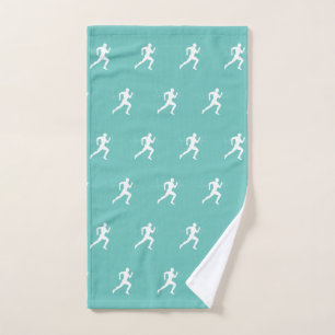 Man Runners Silhouet HeartBeat Line Mint Groen Handdoek