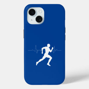 Man Running Runners Silhouet Deep Blue iPhone 15 Case