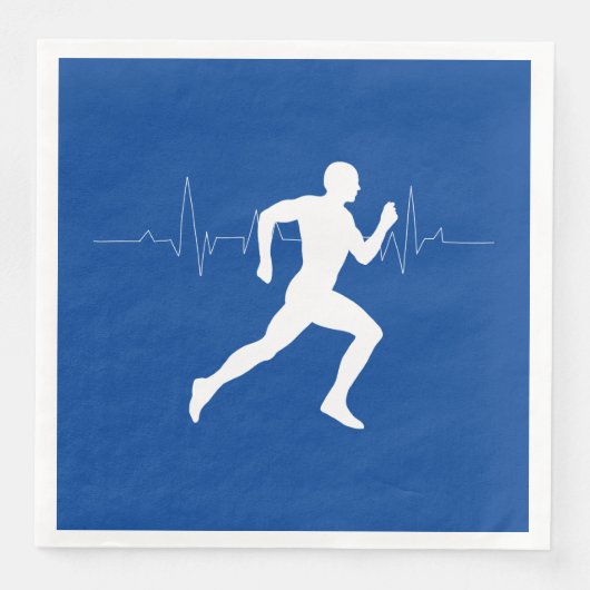 Man Running Runners Silhouette on Blue Background  Servet (Voorkant)
