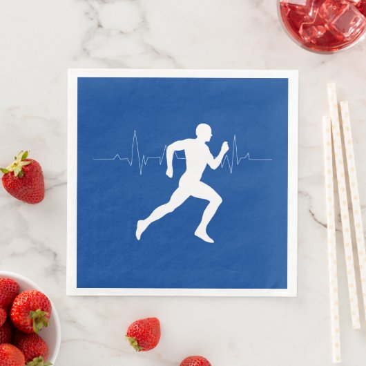 Man Running Runners Silhouette on Blue Background Servet (Insitu)