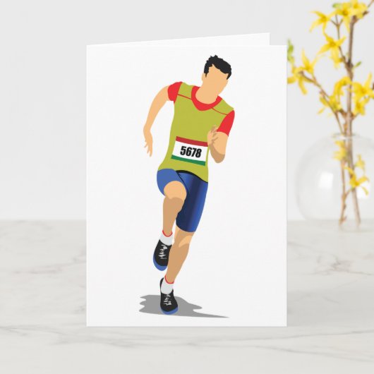 Man Running Wenskaarten Kaart (Gele Bloem)