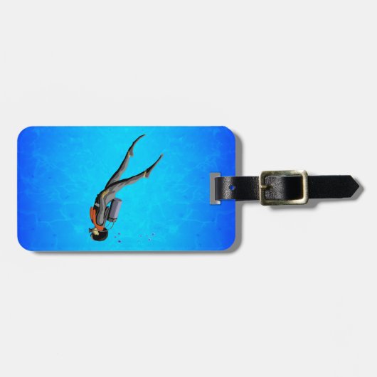 Man SCUBA Diving Bagagelabel (Voorkant horizontaal)