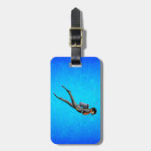 Man SCUBA Diving Bagagelabel (Voorkant verticaal)