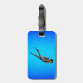 Man SCUBA Diving Bagagelabel (Achterkant verticaal)
