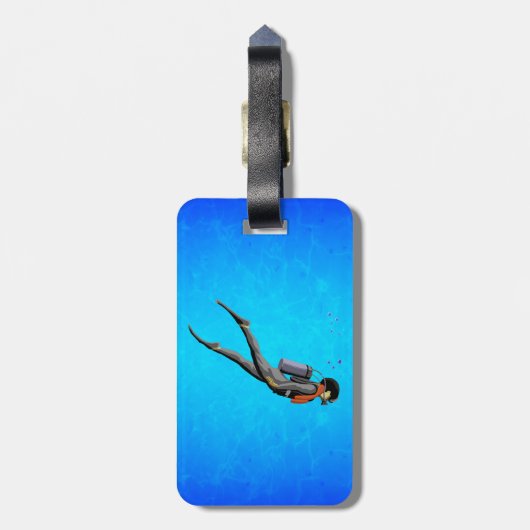 Man SCUBA Diving Bagagelabel (Achterkant verticaal)