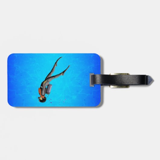 Man SCUBA Diving Bagagelabel (Achterkant horizontaal)