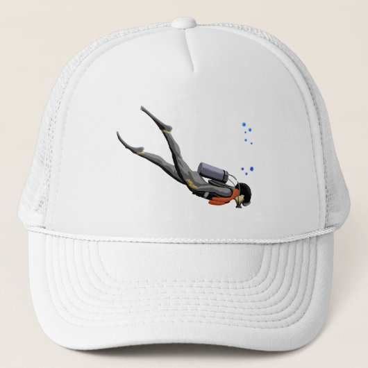 Man SCUBA Diving Trucker Pet (Voorkant)