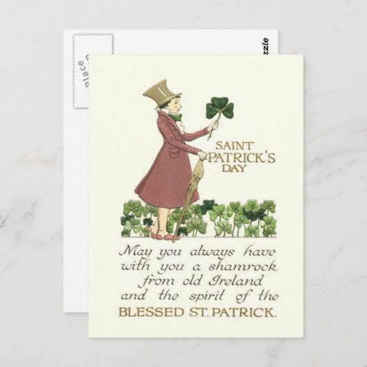 Man Shamrock Shillelagh Briefkaart (Voorkant / Achterkant)