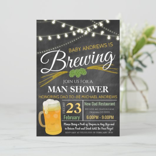 Man Shower Baby Uitnodiging (Staand voorkant)