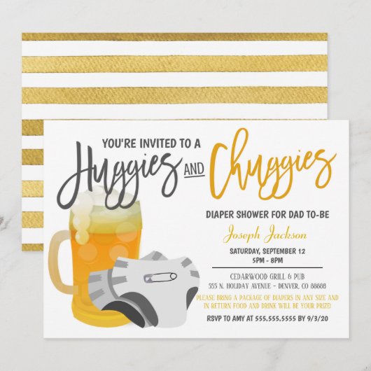 Man Shower Baby Uitnodiging (Voorkant / Achterkant)