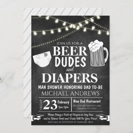 Man Shower Baby Uitnodiging (Voorkant / Achterkant)