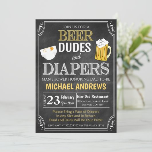 Man Shower Baby Uitnodiging (Staand voorkant)