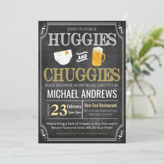 Man Shower Baby Uitnodiging (Staand voorkant)