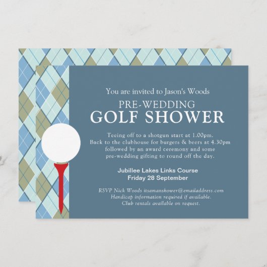 Man shower Golf-dag evenement voor de bruiloft Kaart (Voorkant / Achterkant)