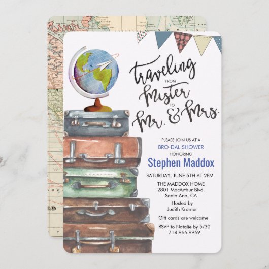 Man Shower Male Bridal Shower Kaart (Voorkant / Achterkant)