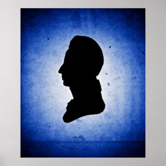 "Man Silhouette on Blue" poster/print Poster (Voorkant)