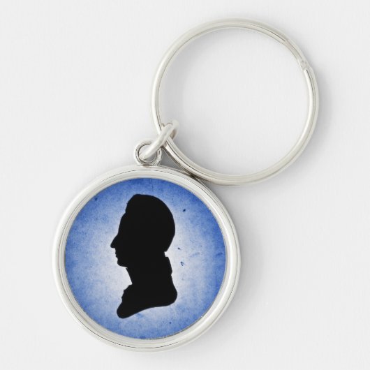"Man Silhouette op Blauw" sleutelhanger (Voorkant)
