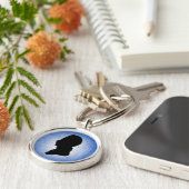 "Man Silhouette op Blauw" sleutelhanger (Zijkant)