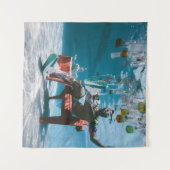 Man sitting on chair underwater with floating bott wandkleed (Voorkant (horizontaal))