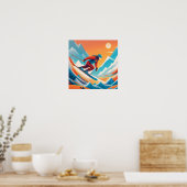 Man Skiën op een berg - Kunstdruk Poster (Keuken)