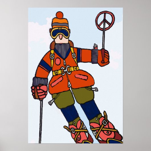 Man Skiing in sneeuw Poster (Voorkant)