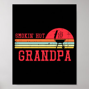 Man smokin hete opa borst zonsondergang retro gril poster