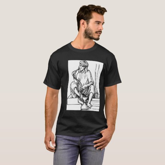 Man Smoking Hookah T-shirt (Voorkant volledig)