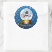 Man sneeuw in een sneeuwkraker-ronde ronde sticker (Tas)