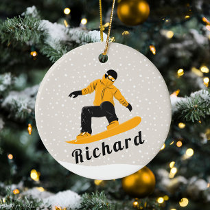 Man Snowboarding Eigen naam Extreme Winter Sport Keramisch Ornament