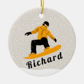 Man Snowboarding Eigen naam Extreme Winter Sport Keramisch Ornament (Voorkant)