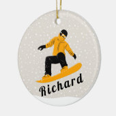 Man Snowboarding Eigen naam Extreme Winter Sport Keramisch Ornament (Links)