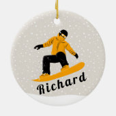Man Snowboarding Eigen naam Extreme Winter Sport Keramisch Ornament (Achterkant)