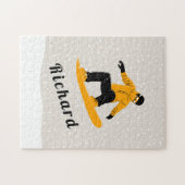 Man Snowboarding Eigen naam Extreme Winter Sport Legpuzzel (Horizontaal)