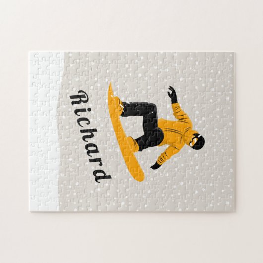 Man Snowboarding Eigen naam Extreme Winter Sport Legpuzzel (Horizontaal)