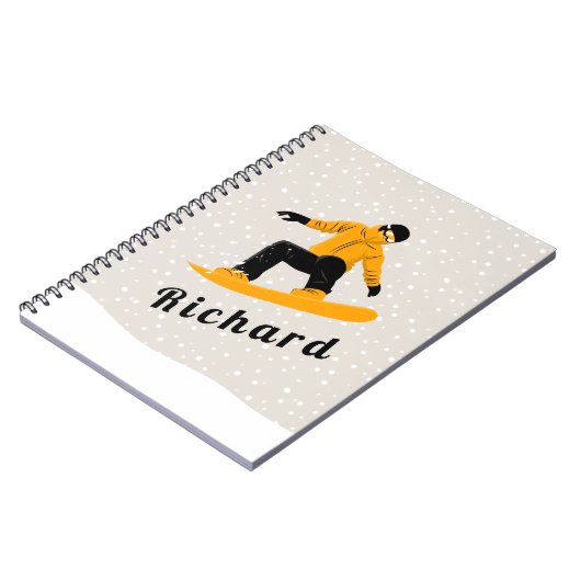 Man Snowboarding Eigen naam Extreme Winter Sport Notitieboek (Linkerzijde)
