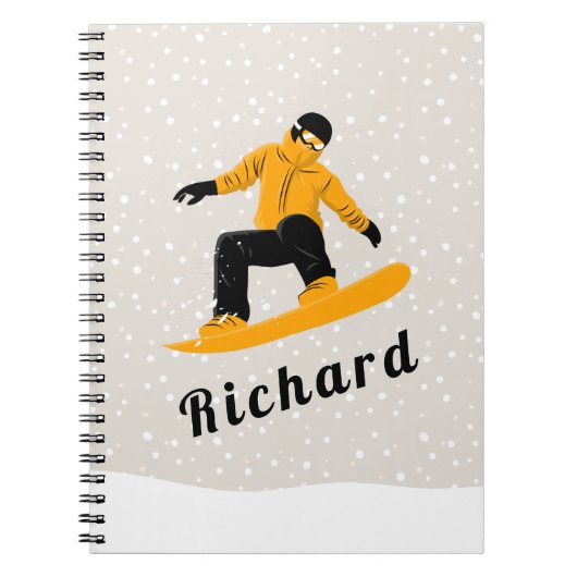 Man Snowboarding Eigen naam Extreme Winter Sport Notitieboek (Voorkant)