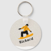 Man Snowboarding Eigen naam Extreme Winter Sport Sleutelhanger (Voorkant)