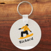 Man Snowboarding Eigen naam Extreme Winter Sport Sleutelhanger (Voorkant)