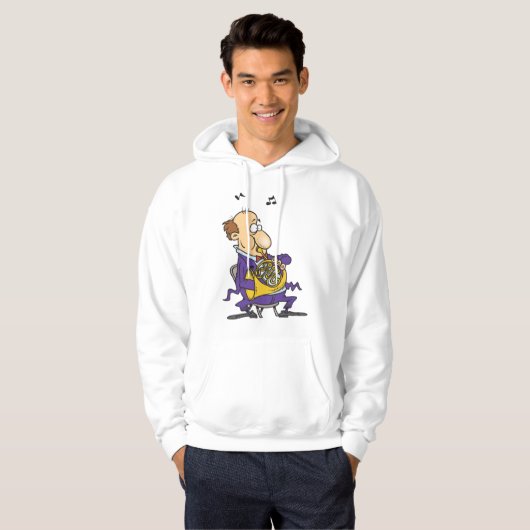 Man speelt een Franse hoorn af Hoodie (Voorkant volledig)