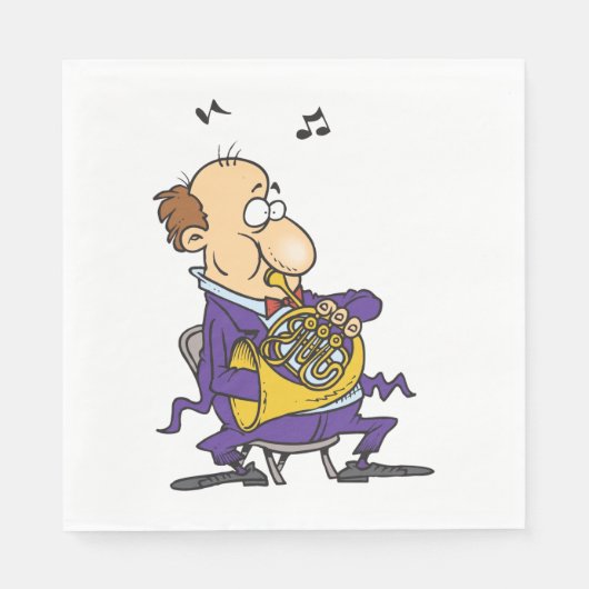 Man speelt een Franse hoorn af Servet (Voorkant)