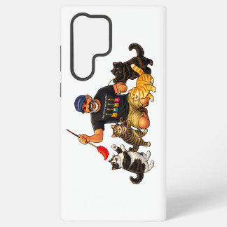 Man speelt met zijn katten samsung galaxy hoesje