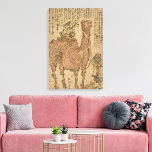 Man Spelen Driehoek op Camel Canvas Afdruk (Insitu (Woonkamer))