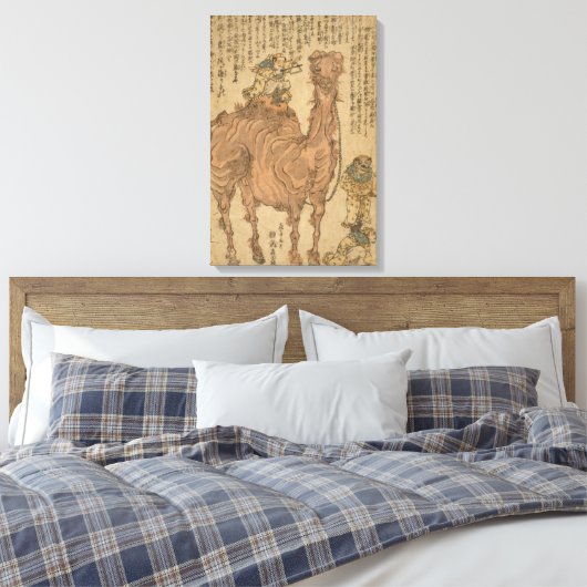 Man Spelen Driehoek op Camel Canvas Afdruk (Insitu (Slaapkamer))