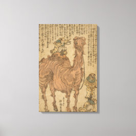 Man Spelen Driehoek op Camel Canvas Afdruk