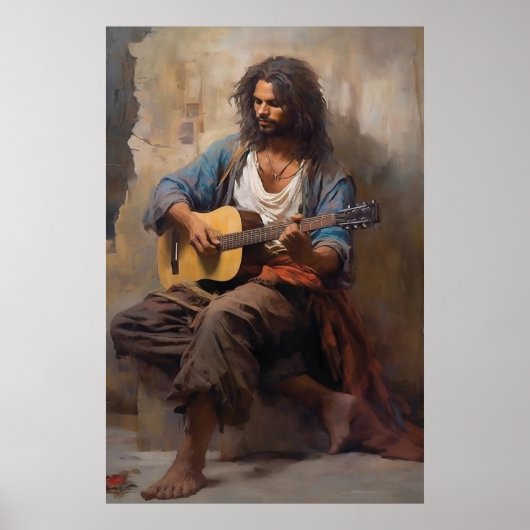 Man Spelen Gitaar Poster Kunst Print Wandkunst (Voorkant)