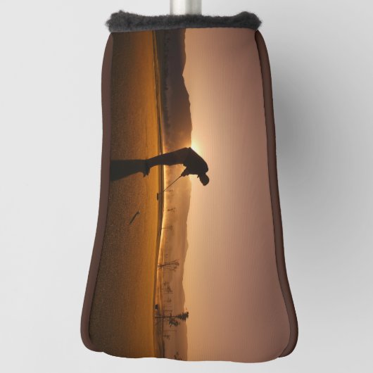 Man spelen Golf bij zonsondergang Putter Golf Head Golfheadcover (Draai 90)