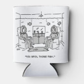 Man spoelt zijn tropische vis - grappige Cartoon o Blikjeskoeler (Voorkant)