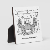 Man spoelt zijn tropische vis - grappige Cartoon o Fotoplaat (Voorkant)